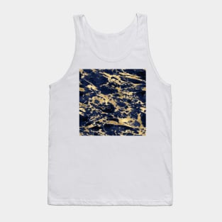 Navy Blue and Gold Marble Tank Top